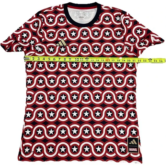 Adidas X Marvel Jersey Mens Large Captain America Prematch Soccer Avengers‎ - Picture 2 of 8
